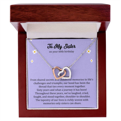 60th Birthday Gift for Sister. Interlocking Hearts Necklace