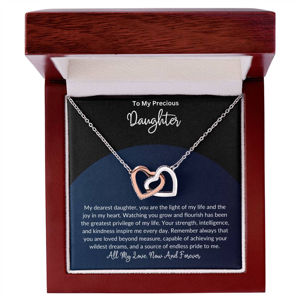 To My Beautiful Daughter - Interlocking Hearts Necklace