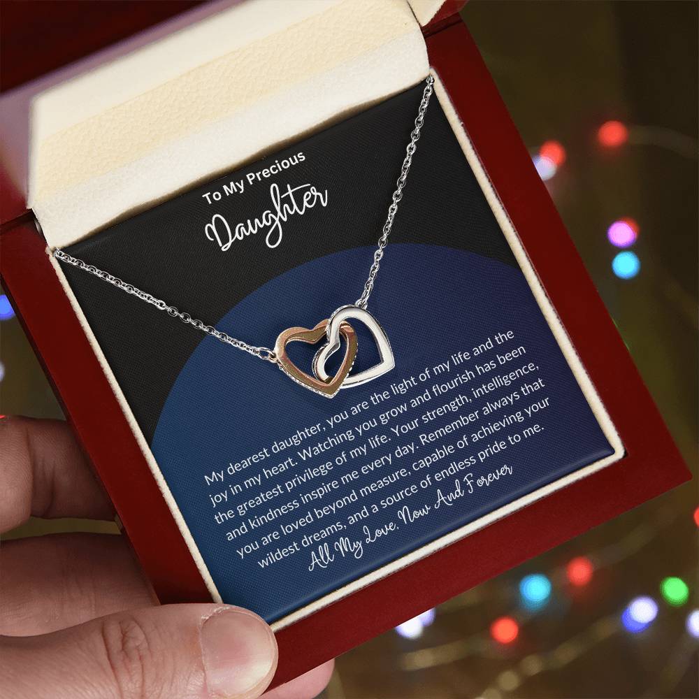 To My Beautiful Daughter - Interlocking Hearts Necklace