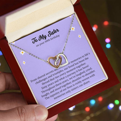 60th Birthday Gift for Sister. Interlocking Hearts Necklace