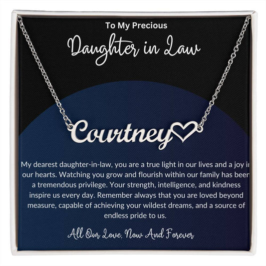 Daughter in Law Heart Name Necklace