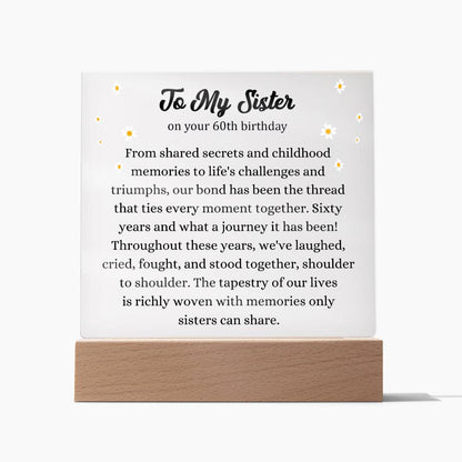Sister 60th Birthday Plaque, Sister gift from sister, sister gift from sister birthday, 60th birthday, 60th birthday for woman
