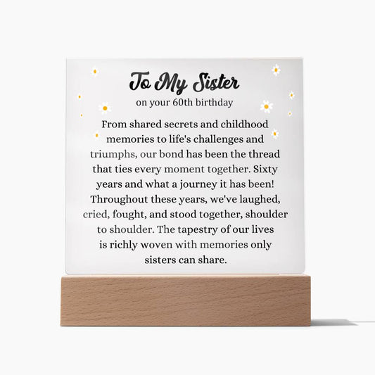 Sister 60th Birthday Plaque, Sister gift from sister, sister gift from sister birthday, 60th birthday, 60th birthday for woman