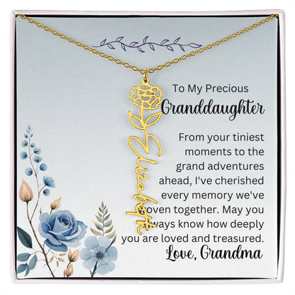 To My Granddaughter Necklace, Name necklace, Personalized necklace, Birth flower necklace, Gift for granddaughter, Gift from grandma,