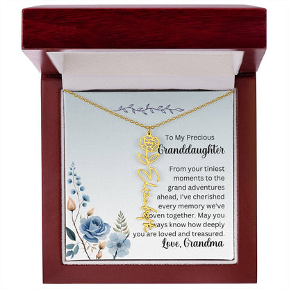 To My Granddaughter Necklace, Name necklace, Personalized necklace, Birth flower necklace, Gift for granddaughter, Gift from grandma,