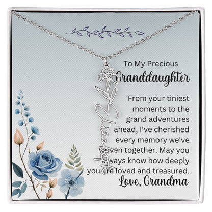 To My Granddaughter Necklace, Name necklace, Personalized necklace, Birth flower necklace, Gift for granddaughter, Gift from grandma,