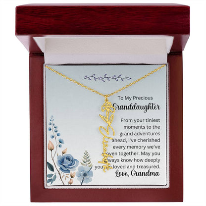 To My Granddaughter Necklace, Name necklace, Personalized necklace, Birth flower necklace, Gift for granddaughter, Gift from grandma,