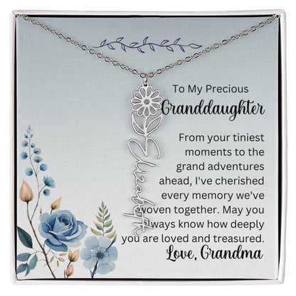 To My Granddaughter Necklace, Name necklace, Personalized necklace, Birth flower necklace, Gift for granddaughter, Gift from grandma,