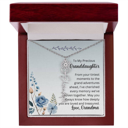 To My Granddaughter Necklace, Name necklace, Personalized necklace, Birth flower necklace, Gift for granddaughter, Gift from grandma,