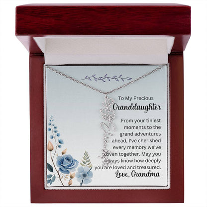 To My Granddaughter Necklace, Name necklace, Personalized necklace, Birth flower necklace, Gift for granddaughter, Gift from grandma,