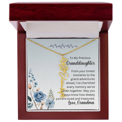 To My Granddaughter Necklace, Name necklace, Personalized necklace, Birth flower necklace, Gift for granddaughter, Gift from grandma,