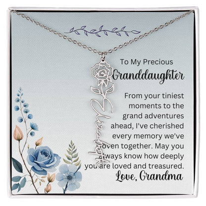 To My Granddaughter Necklace, Name necklace, Personalized necklace, Birth flower necklace, Gift for granddaughter, Gift from grandma,