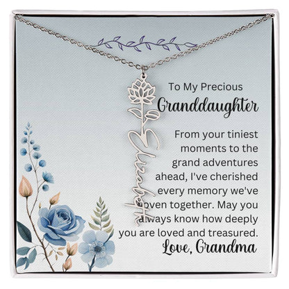 To My Granddaughter Necklace, Name necklace, Personalized necklace, Birth flower necklace, Gift for granddaughter, Gift from grandma,