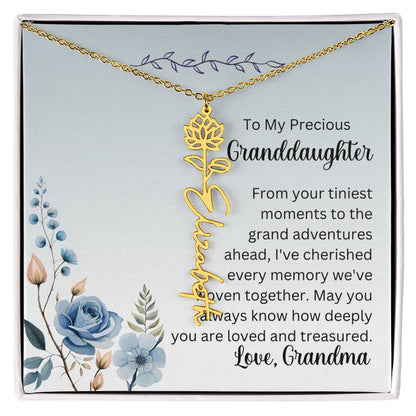 To My Granddaughter Necklace, Name necklace, Personalized necklace, Birth flower necklace, Gift for granddaughter, Gift from grandma,