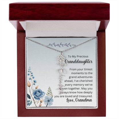 To My Granddaughter Necklace, Name necklace, Personalized necklace, Birth flower necklace, Gift for granddaughter, Gift from grandma,