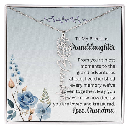 To My Granddaughter Necklace, Name necklace, Personalized necklace, Birth flower necklace, Gift for granddaughter, Gift from grandma,