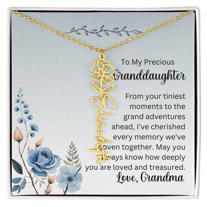 To My Granddaughter Necklace, Name necklace, Personalized necklace, Birth flower necklace, Gift for granddaughter, Gift from grandma,