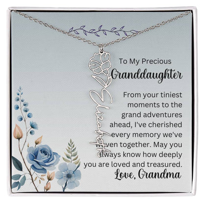 To My Granddaughter Necklace, Name necklace, Personalized necklace, Birth flower necklace, Gift for granddaughter, Gift from grandma,