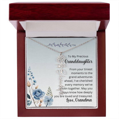 To My Granddaughter Necklace, Name necklace, Personalized necklace, Birth flower necklace, Gift for granddaughter, Gift from grandma,