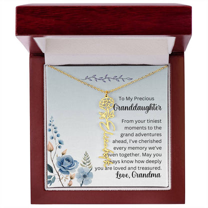 To My Granddaughter Necklace, Name necklace, Personalized necklace, Birth flower necklace, Gift for granddaughter, Gift from grandma,