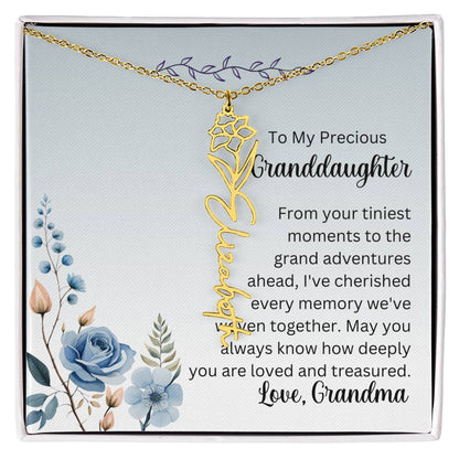 To My Granddaughter Necklace, Name necklace, Personalized necklace, Birth flower necklace, Gift for granddaughter, Gift from grandma,
