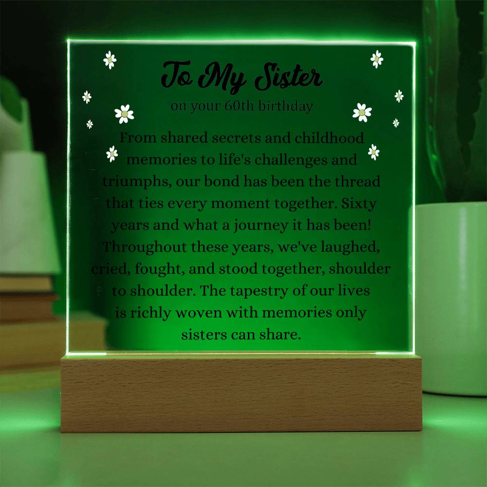 Sister 60th Birthday Plaque, Sister gift from sister, sister gift from sister birthday, 60th birthday, 60th birthday for woman