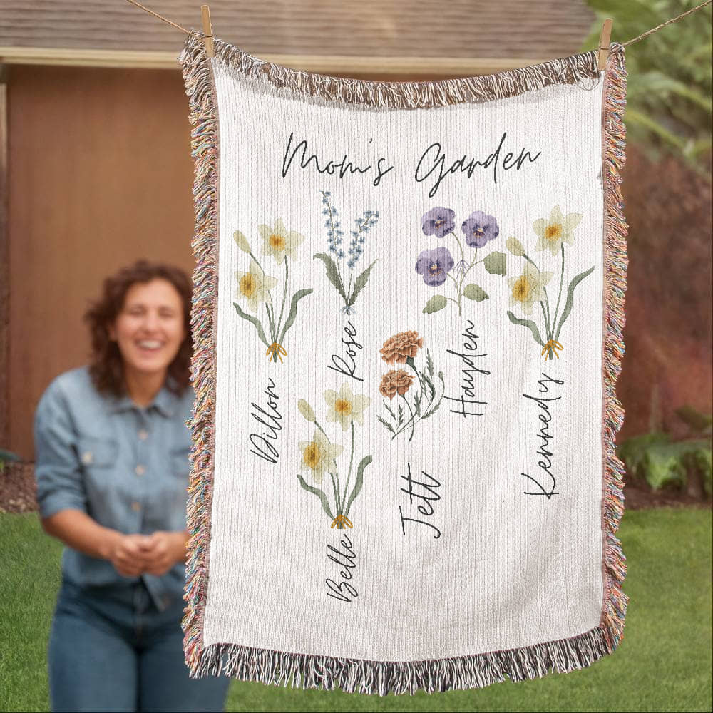 Mom's Garden- Heirloom Woven Blanket (Portrait)
