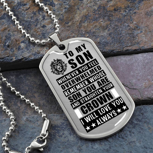 Personalized Dog Tag Necklace with Engraving. Gift for Son