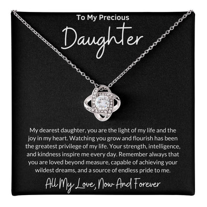 Love Knot Necklace for Daughter with Message Card