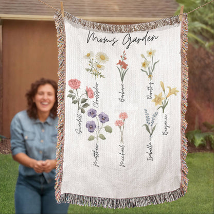 Mom's Garden Personalized Kids Names Heirloom Blanket