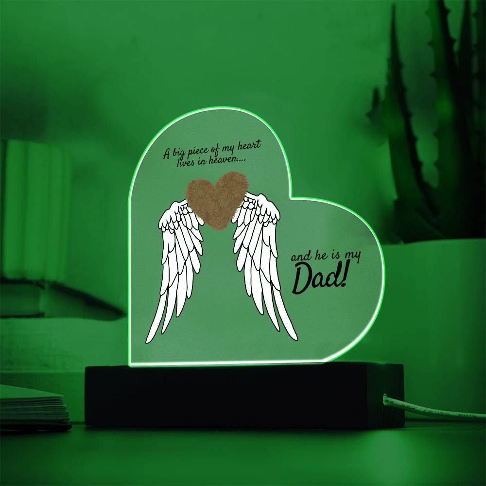 Acrylic Heart Plaque with LED Base - Memorial Keepsake