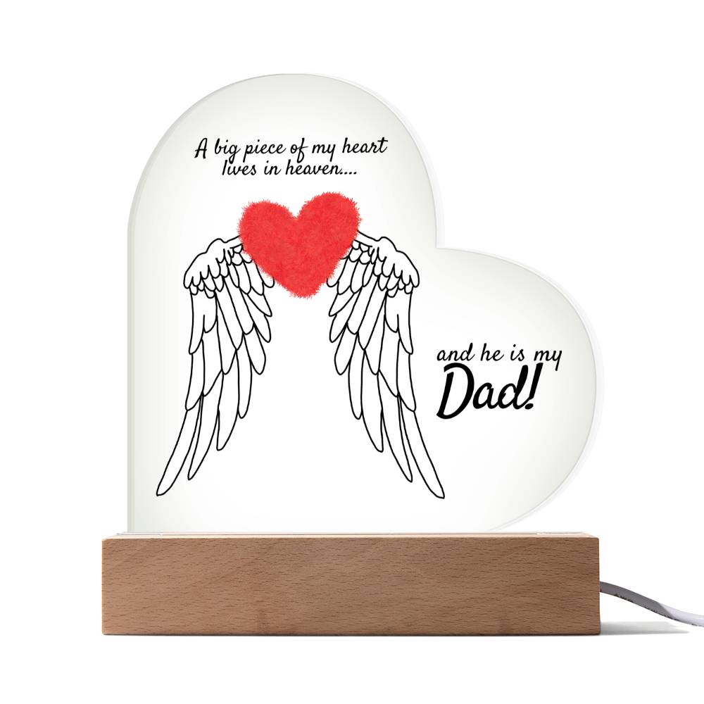 Acrylic Heart Plaque with LED Base - Memorial Keepsake