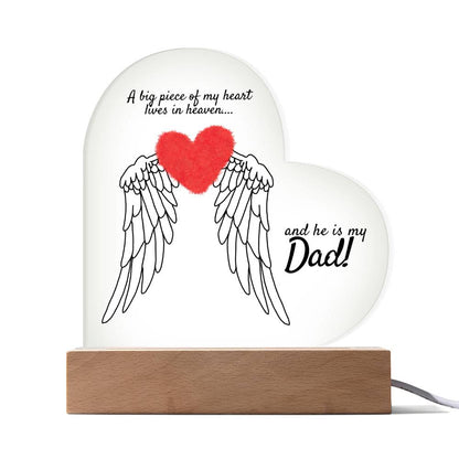 Acrylic Heart Plaque with LED Base - Memorial Keepsake