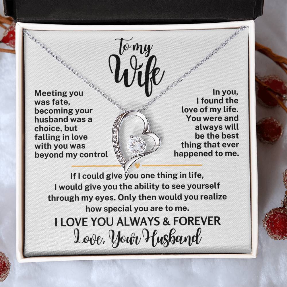 Forever Love Necklace with Message Card To My Wife