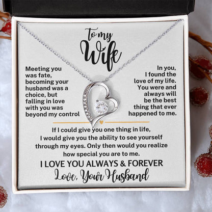 Forever Love Necklace with Message Card To My Wife