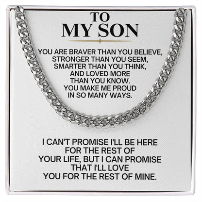 To My Son Cuban Link Chain Necklace - Gift Box Included