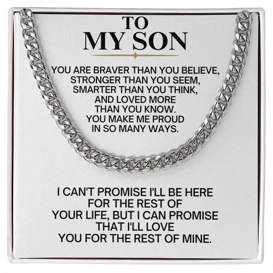 To My Son Cuban Link Chain Necklace - Gift Box Included