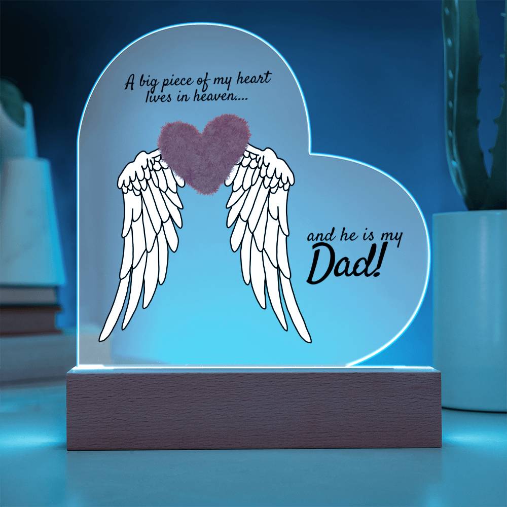 Acrylic Heart Plaque with LED Base - Memorial Keepsake