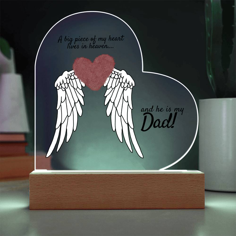 Acrylic Heart Plaque with LED Base - Memorial Keepsake