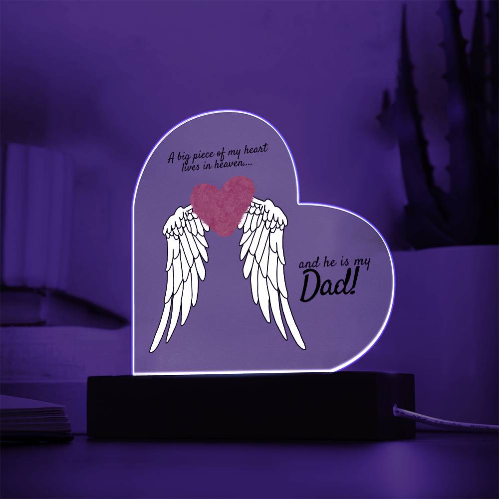 Acrylic Heart Plaque with LED Base - Memorial Keepsake