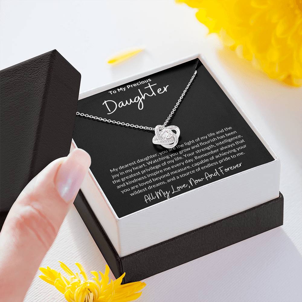 Love Knot Necklace for Daughter with Message Card
