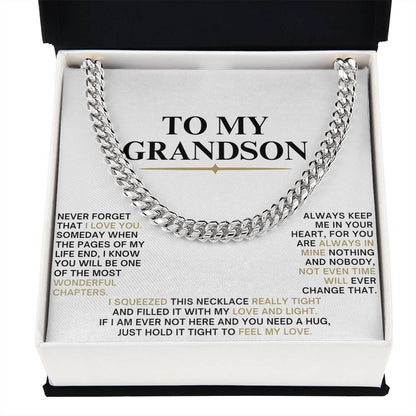 Cuban Link Chain with Sentimental Message for Grandson