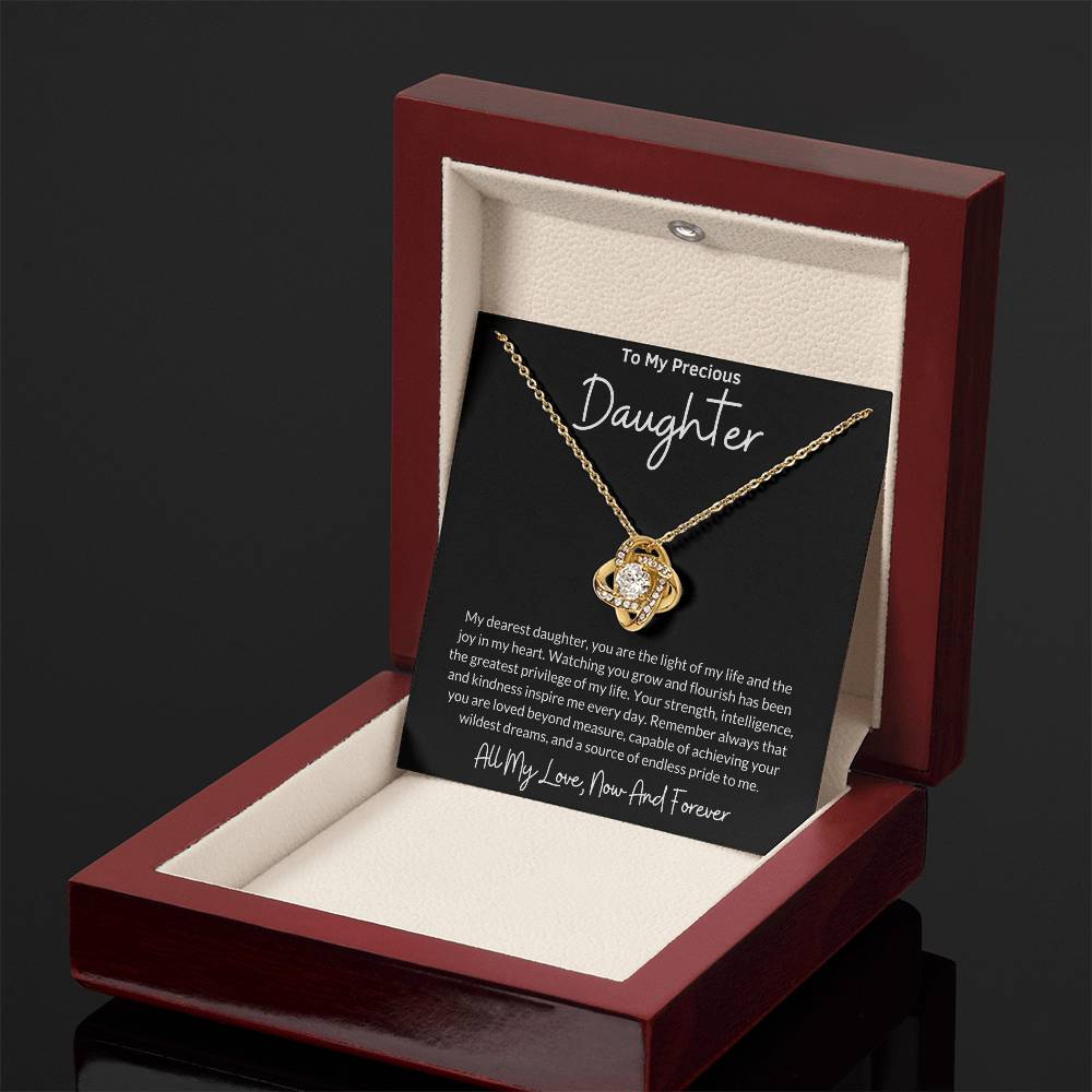 Love Knot Necklace for Daughter with Message Card