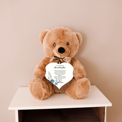 Gift for Granddaughter from Grandma – Custom Teddy Bear with Heartfelt Message – Soft Plush Keepsake