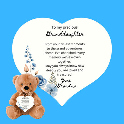 Gift for Granddaughter from Grandma – Custom Teddy Bear with Heartfelt Message – Soft Plush Keepsake