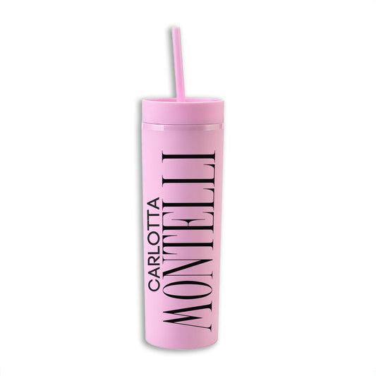 Personalized Custom Name Matte Pastel Skinny Tumblers Pink 16 oz, Perfect Gift for College Students, Student Gift