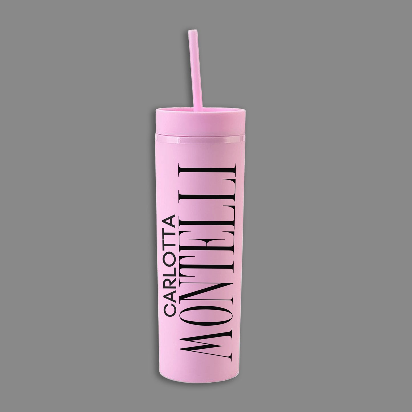 Personalized Custom Name Matte Pastel Skinny Tumblers Pink 16 oz, Perfect Gift for College Students, Student Gift