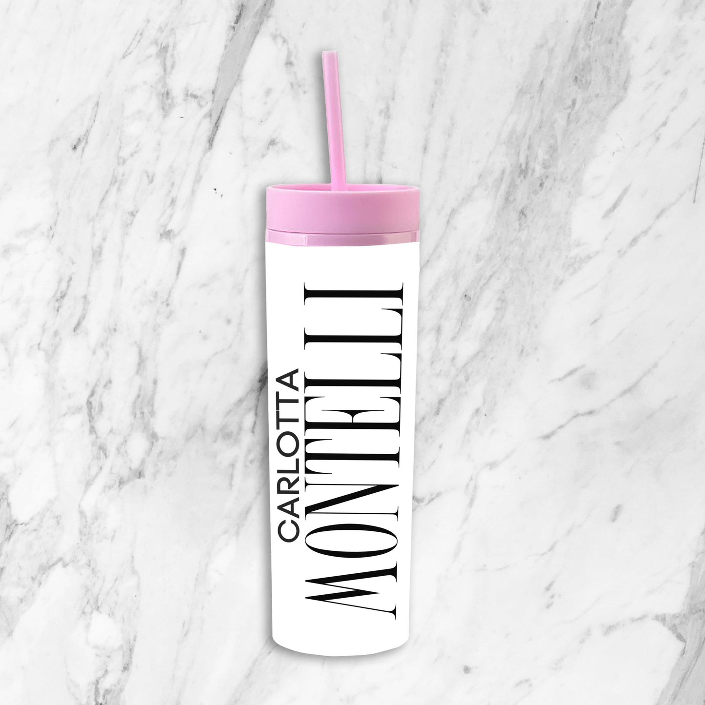 Personalized Custom Name Matte Pastel Skinny Tumblers Pink 16 oz, Perfect Gift for College Students, Student Gift