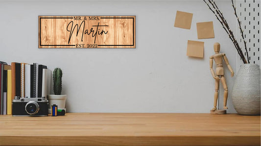 Personalized Couple Name Sign | Mr. & Mrs. UV Printed MDF Plaque | Custom Wedding or Anniversary Gift | Rustic Home Wall Decor
