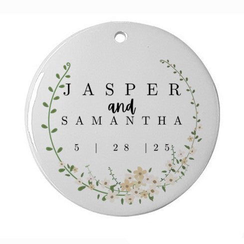 Personalized Custom Couple Name Ceramic Ornament 3" Round, Gift for Couples, Gift for Christmas, Wedding Ornament, Anniversary Ornament